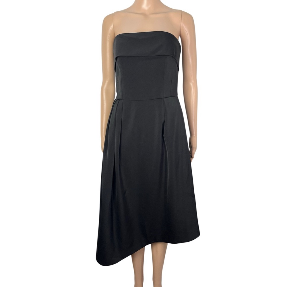 TY-LR Strapless Black A-Line Midi Asymmetrical Formal Party Prom Cocktail Dress